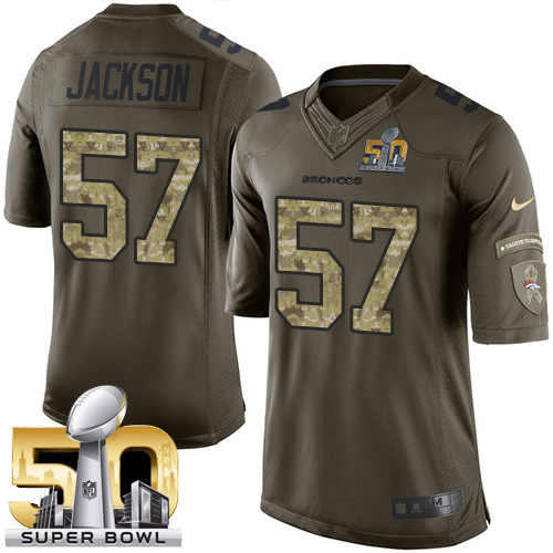 Youth Elite Tom Jackson Super Bowl L Nike Jersey Green - #57 Salute to Service NFL Denver Broncos